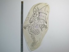 vtg 1960s 1970s Tattoo acetate stencil Dragon Serpent LG. signed
