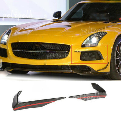 DRY CARBON FIBER FOR BENZ SLS AMG C197 R197 FRONT BUMPER SPLITTERS CANARDS FINS