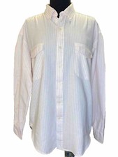 Gap Pink & White Striped Flap Pocket Button Down Shirt Made In USA Size Medium
