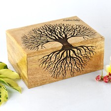 Wooden Urn For Human  Pet Ashes  Decorative Keepsake Funeral Tree of Life Urn