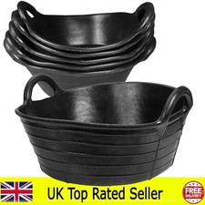 black  11l rubber skip trough, indestructable feeding bucket pack of  5