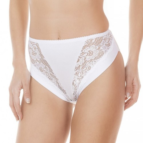 Slip Femme Midi Taille Haute En Dentelle - Coton Modal, Confortable, Marque Jadea, Couleurs Blanc Ou Noir