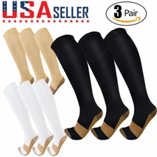 3X Extra Large Knee High Support Socks Compression Socks Wide Calf 15-20 mmHg