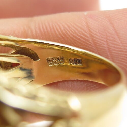 925 Sterling Silver Gold Plated Real Smoky Quartz & Citrine Ring Size 7 - Picture 7 of 9