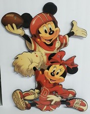 Rare Gallery 92 Disney Mickey Minnie Football Laminated Wood Wall Art Nice