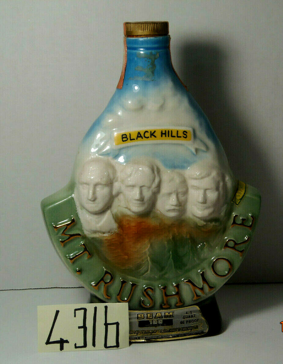 1969 Mt Rushmore Black Hills Jim Beam Whiskey Decanter Liquor Bottle