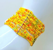 B149 yellow multi color Handmade glass seed Beaded stretch fashion Bracelets 3