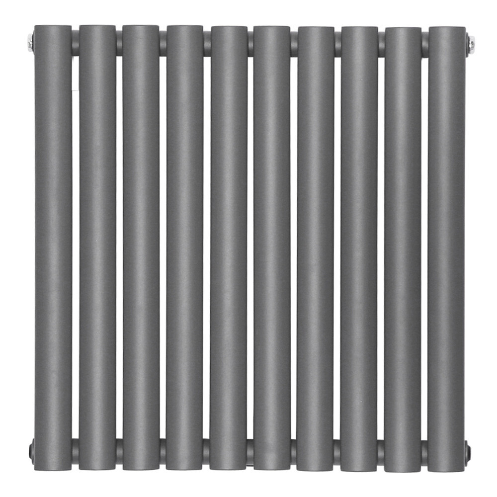 Horizontal Designer Radiator Oval Flat Panel Single Anthracite 600x591mm