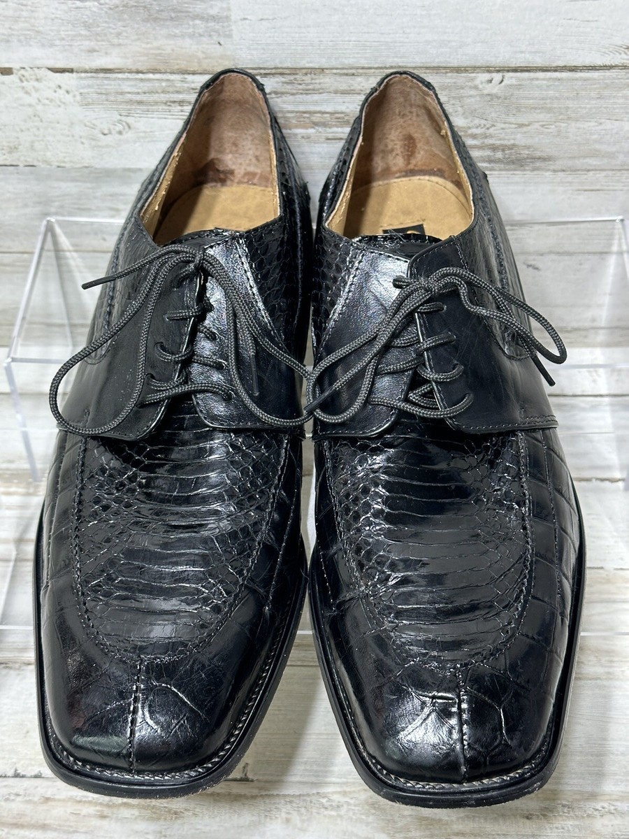Stacy Adams Men's Black Snakeskin Apron Toe Dress Shoes US Size 10.5 M 23328-01 Stacy Adams Men's Black Snakeskin Apron Toe Dress Shoes US Size 10.5 M 23328-01