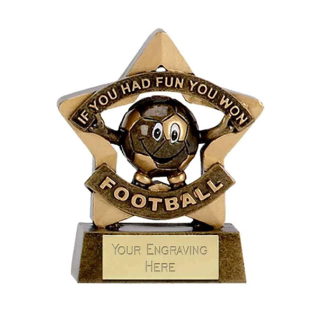 Mini Star Football Participation Award Trophy 8cm FREE engraving & Certificate