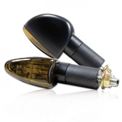 Mini- Blinker ARROW schwarz lang getöntes Glas M8 E-geprüft Motorradblinker