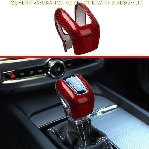 Volvo XC90 2016-2022 Red Dry Carbon Fiber Gear Shift Knob Cover