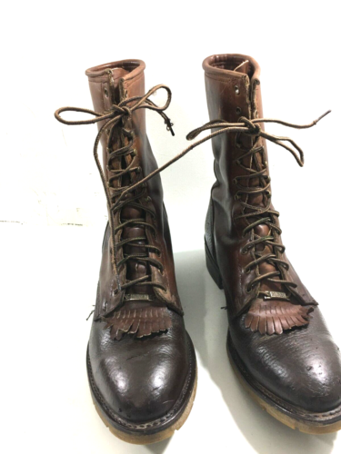 Stivali western Double H da uomo AG7 ICE Packer Lacer marrone pelle USA TAGLIA 12 D - Foto 2 di 10