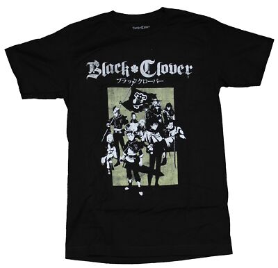 Black Clover Adult New T-Shirt - Distressed Standing Group Boxed Under Name