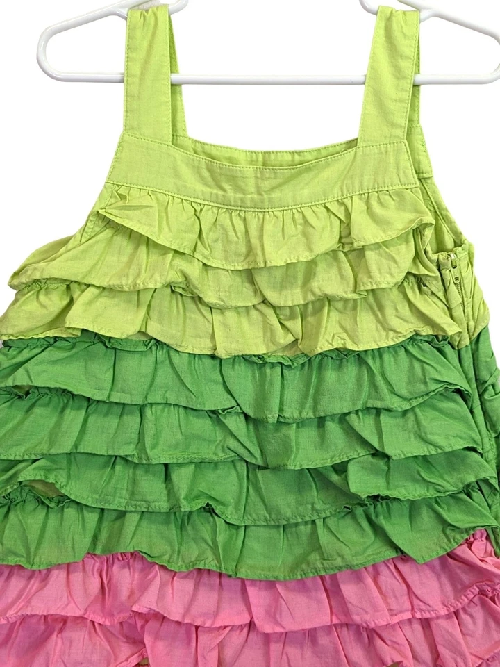 Vestido Gymboree Niñas Floral Línea Sirena Rumba Volantes Rosa Verde Cremallera Sol Talla 6 Foto 2 de 4
