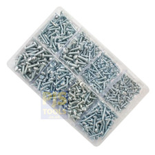 Assorted box of zinc pan pozi self tapping screws 6 - 12 gauge 700 pieces