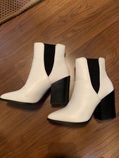 Womens Nasty Gal White & Black Dress Boots size 5/38 High Heel