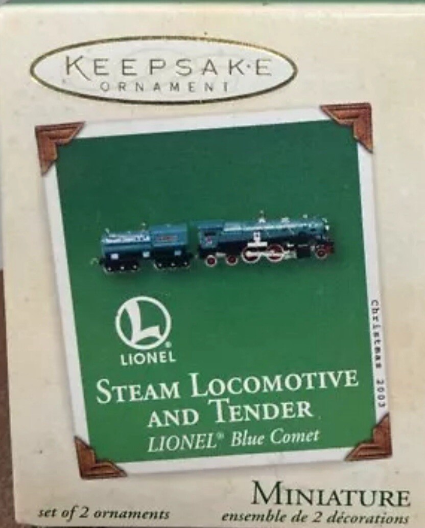 2003 Hallmark Lionel Steam Locomotive & Tender Miniature Blue Comet Ornament