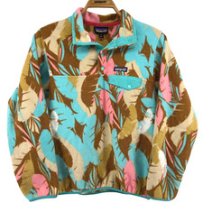 Patagonia Women's Synchilla Brown Feather Dance Snap-T Pullover 2016 Size Medium