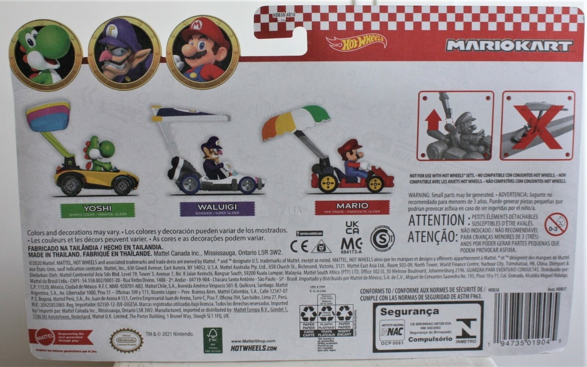 Mattel Hot Wheels Mario Kart 3 Pack YOSHI WALUIGI MARIO | eBay