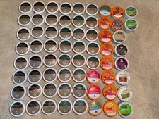 66 Keurig Coffee Pods - Variety - Mainly Rainforest Classic or Rainforest Decaf