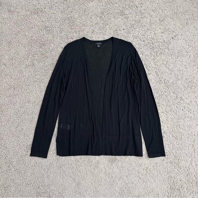 Ann Taylor Factory Black Open Front Cardigan Sweater Womens M