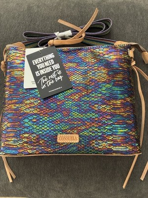 Consuela Multicolor Iridescent Embossed Animal Print Shoulder Bag Zipper