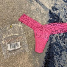 Victoria's Secret THE LACIE THONG PANTY Pink Hearts One Size Stretch
