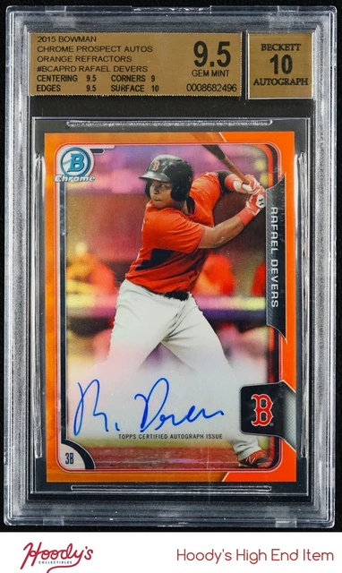 2015 Bowman Chrome Orange Refractor Rafael Devers 1st Rookie AUTO 07/25 BGS 9.5