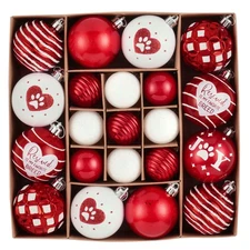 DecorbyHannah Christmas Ornaments Set, 21ct Red and White Ornaments for Chris...