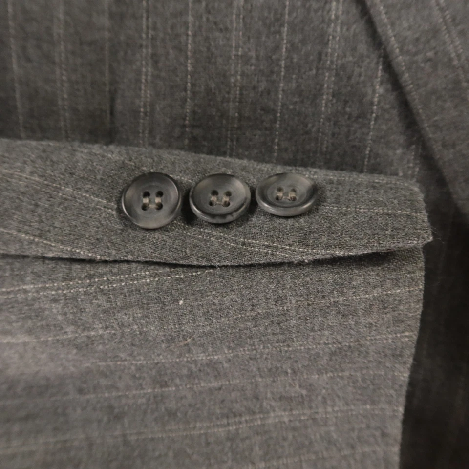 VTG Hopsack Suit XL XLT 46L Gray Chalk Stripe Polyester Flat Front 40x31 NEW - Image 4 of 4