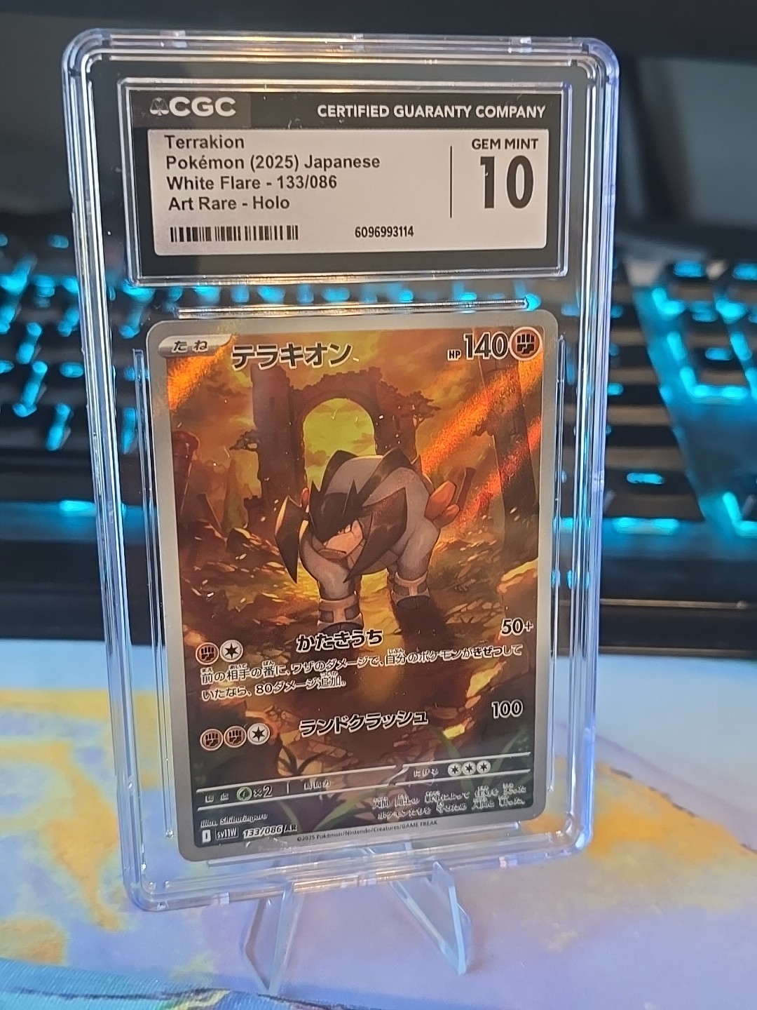 🔥 💥 Terrakion 133/086 Certified Gem Mint 10 White Flare Art Rare Holo Pokémon