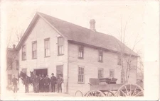 LIVERY STABLE c1910 real photo postcard rppc horse team spring wagon