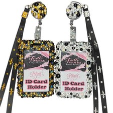 Fashion Work Name Badge Card Holder Retractable Clip  Lanyard Gold  Silver 6pc
