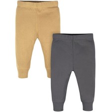 GERBER Baby Boy's size 3-6 Mos JOGGER PANTS 2-Pair GRAY/TAN  New with Tags