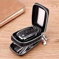 Key Wallet PU Leather Car Key Holder Case Keychain Bag Dual Layer Pouch
