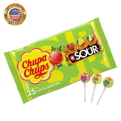 SOUR Lollipops, Variety Pack, Lemon, Strawbery & Apple Flavored, Individually Wr