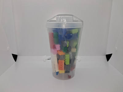 LEGO Pick A Brick Cup Storage Plastic Container With Lego Pieces And Lid