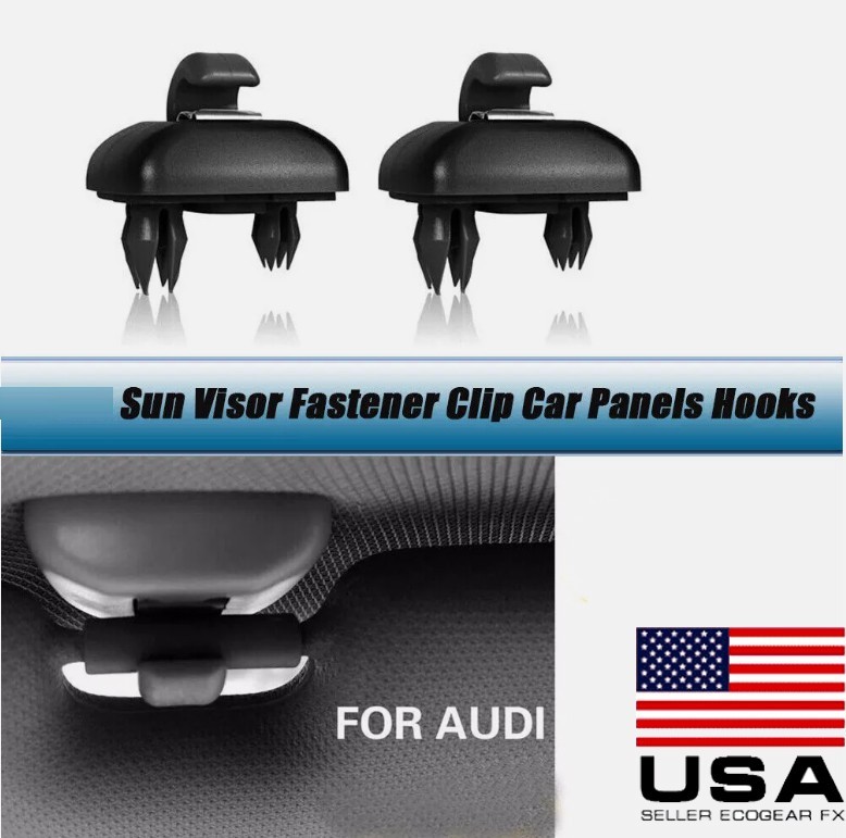 2X Sun Visor Black Clip Holder Hooks for Audi A3 S3 A4 S4 A5 S5 Q3 Q5 8U0857562A