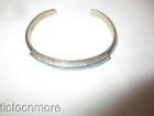 VINTAGE SIGNED SKJ KALLESTEWA NAVAJO INDIAN TURQUOISE GEOMETRIC INLAY CUFF — photo 3