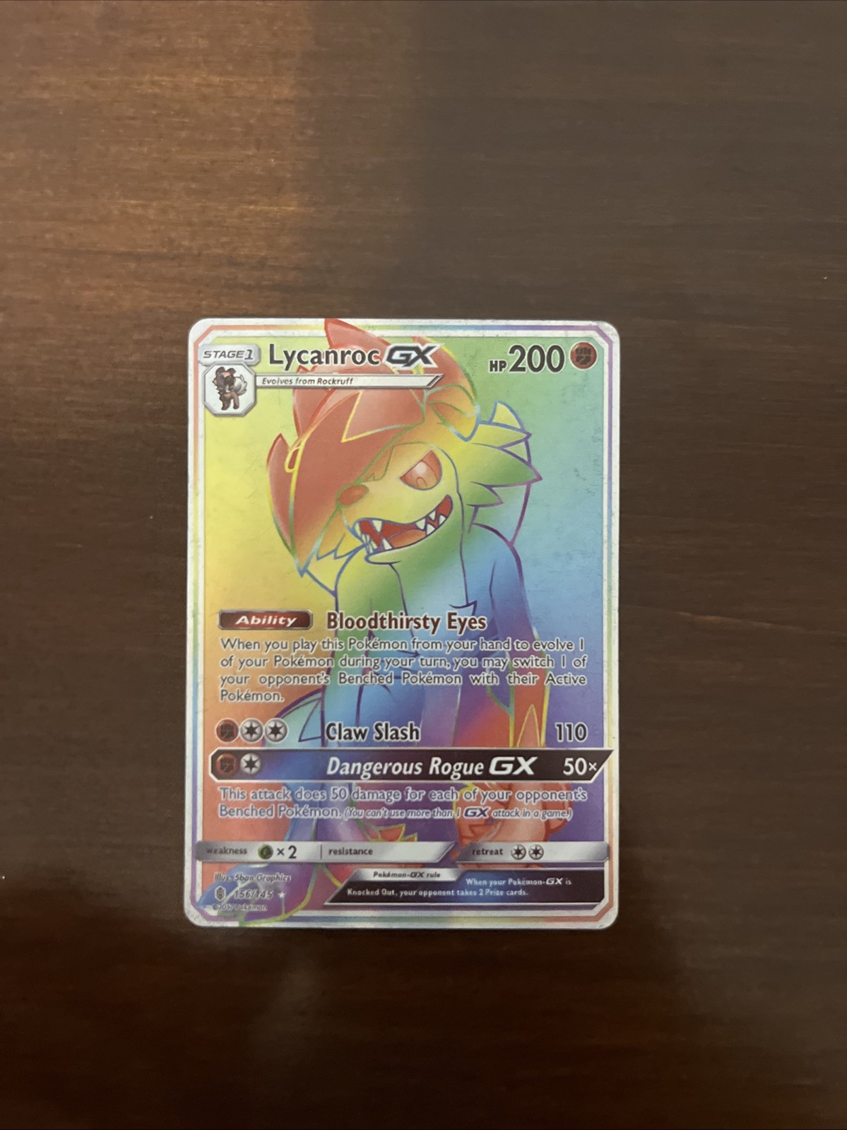 Pokemon - Lycanroc GX - 156/145 - Secret Rare - Sun & Moon Guardians Rising - NM