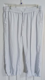 Ladies White Linen Capri Pants Adjustable Waist PLUS SIZE 1X TALBOTS