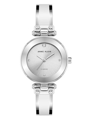 Anne Klein Women's Diamond Silver Watch with Adjustable Link NEW in Box
