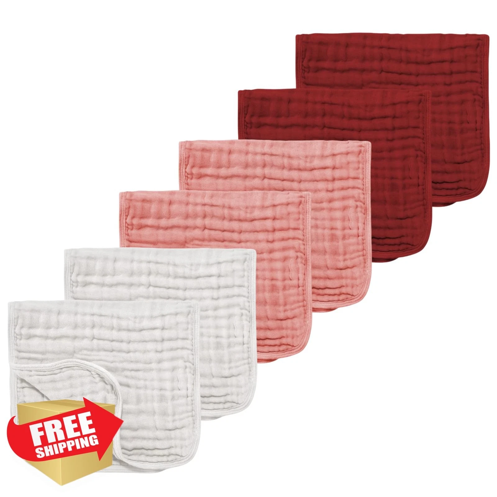 TDHD Pink Series 6pk 18"x10" muslin burp cloths
