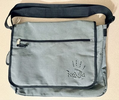 VTG 90s Y2K Mudd Messenger Bag Gray Canvas Crossbody Tech Bag