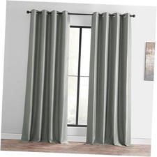 Grommet Blackout Curtains for Bedroom Faux 50"W x 108"L Pack of 1 Silver