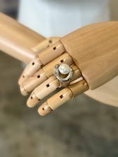 925 Sterling Silver Cultured Pearl Swirl Wrap Ring Size 8 Artisan Style