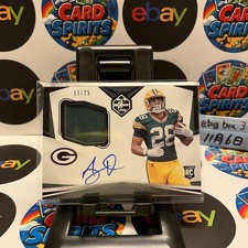 2020 Panini Limited AJ Dillon 13/25 Green Bay Packers Rookie Jersey Auto Card. rookie card picture