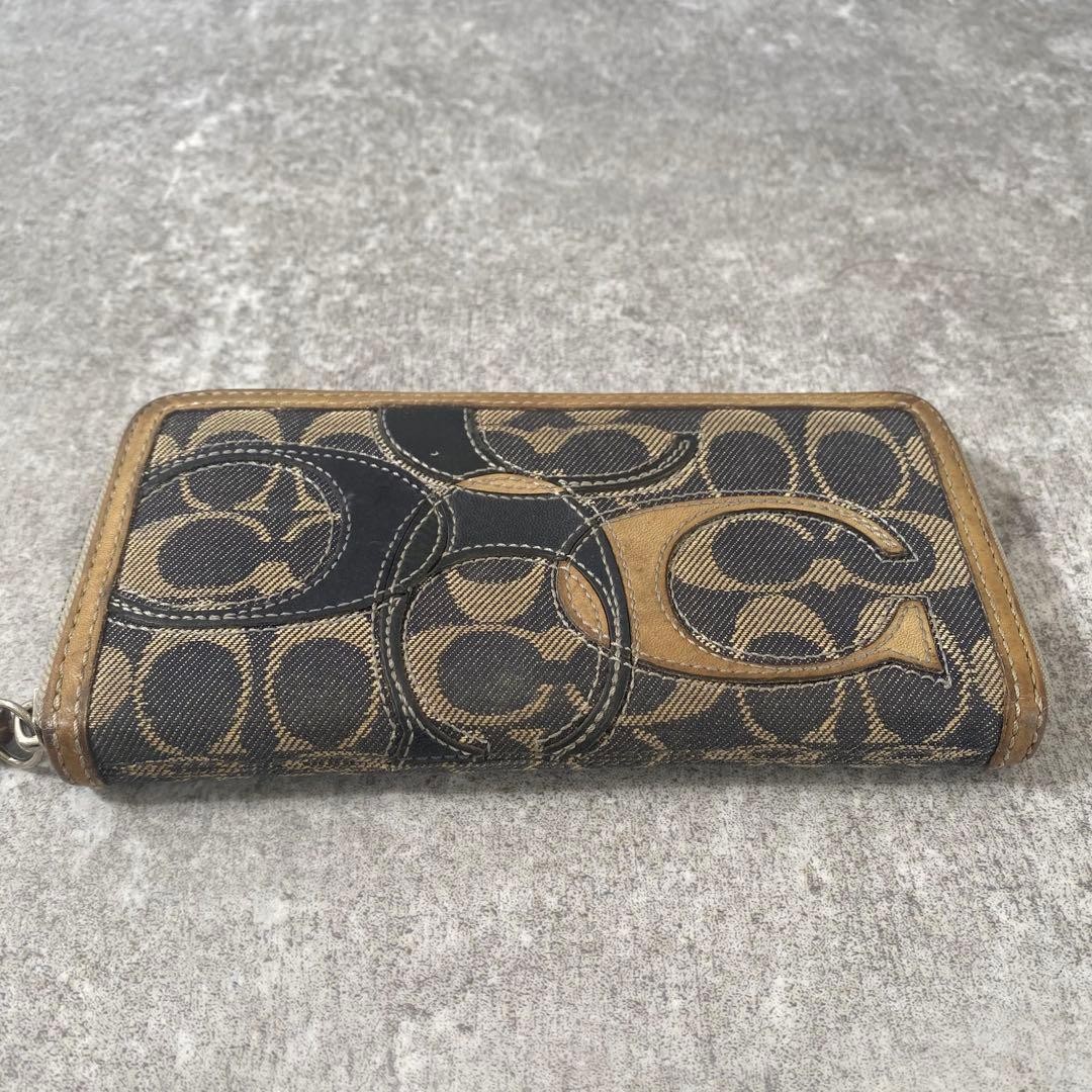 Rare COACH Patchwork Denim Zip Around Wallet - Gr… - image 17
