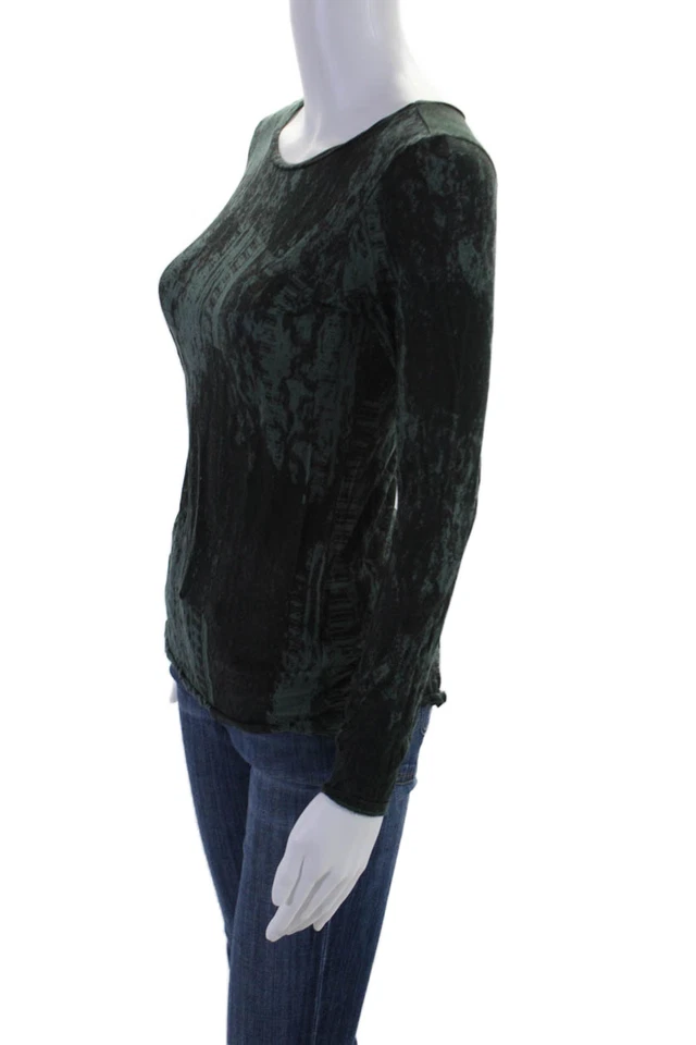 Top pulóver verde manga larga cuello redondo Edun para mujer talla XS Foto 2 de 3